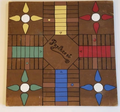 Late 19th -Early 20th c Franklin County Pa. Polychrome Parcheesi Game Board ! - Image 1 of 4