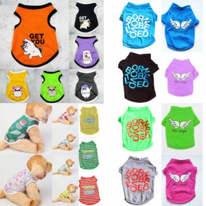 Pet Cat Dog Clothes Print Vest T Shirt Dress Coat Puppy Small Dog Clothes Jacket - Picture 1 of 20