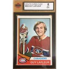 1974-75 opc NHL HOCKEY #232 GUY LAFLEUR HOF KSA 5 NM-MT mc Montreal Canadiens