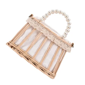 Grass-woven Pearl Handbag Purse Straw Beach Bags for - Picture 1 of 12