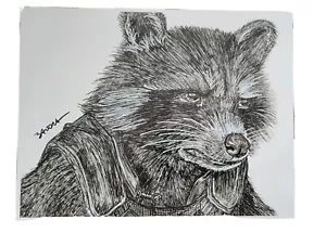 ROCKET RACCOON / GoTG - Impresión artística de boceto encargada por artista / firmada 8,5" x 11" - Imagen 1 de 4