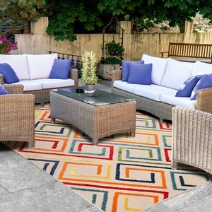 Ares Modern Geometric Diamond Large Indoor Outdoor Area Rugs or Runner Rug - Picture 1 of 29