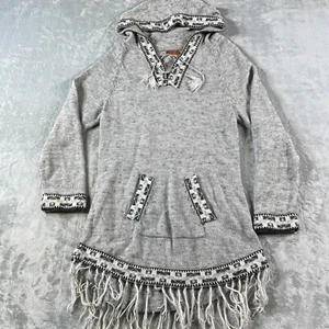 Scully Sweater Tunic Womens XL Gray Peruvian Alpaca Fringed Western Soft Pocket - Picture 1 of 16