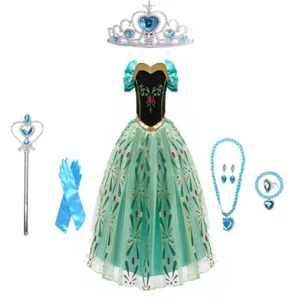 Disney Girls Princess Frozen Dress Elsa Anna Party Evening Birthday Fancy Dress - Picture 1 of 13