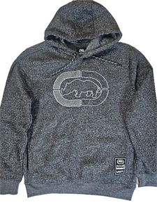 Ecko Unltd Hoodie Mens Medium Dark Black Embroidered Y2K Logo Graphic Sweatshirt - Picture 1 of 8