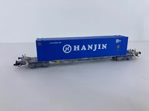 HN9753 HANJIN EP VI WAGON PLAT AVEC CONTAINER ARNOLD ECHELLE 1/120 - Imagen 1 de 6
