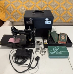 1948 SINGER 221 Featherweight Sewing Machine, Case & More, #EE810876, RUNS WELL! - Picture 1 of 21