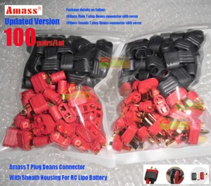 100Pairs Amass T Plug Dean Connector Sheath Cover Female Male For Lipo Battery - Picture 1 of 12