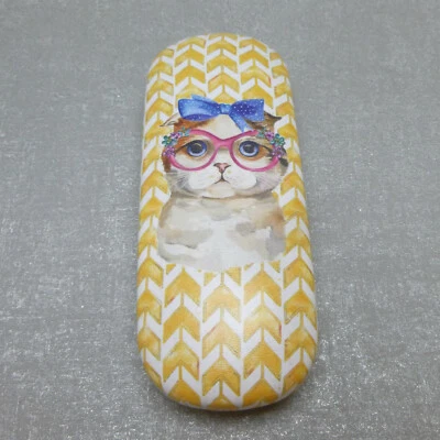 Formano  Brillenetui Brillenbox f. Brille Katze modern weiß gelb  - Bild 1 von 2
