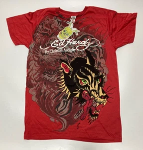 Authentic New Vintage Men's Ed Hardy T-shirt Mi Vida Loca Red M - Picture 1 of 4
