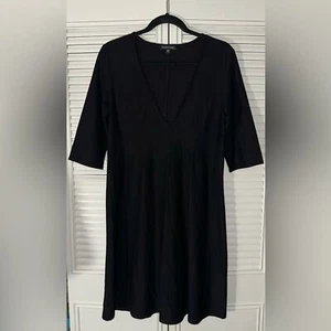 Abito Eileen Fisher A-Line minimalista Lagenlook profondo scollo a V manica 3/4 taglia S - Foto 1 di 9