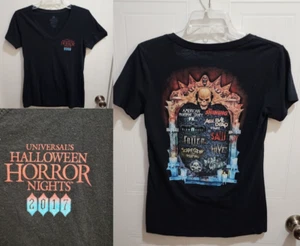 Halloween Horror Nights 2017 Universal Studios Women's S/S V Neck TShirt Size L - Picture 1 of 10