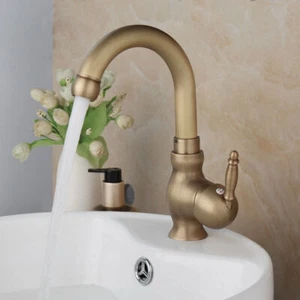 Rubinetto miscelatore lavandino vasca bagno girevole a 360° rubinetto ottone antico maniglia singola - Foto 1 di 9