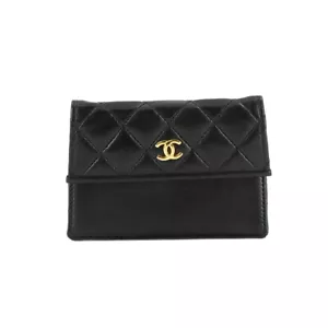 CHANEL Matelasse Card Case Leather Black AP0214 Purse 90235694 - Picture 1 of 7