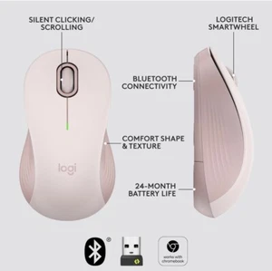 Logitech Signature M550 Wireless Mouse Bluetooth, Multi-Platforms, Rose Pink NEW - Picture 1 of 6