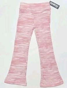 Oshkosh Bigosh Flare Leggings Girls 6 Pink White Space Dye Rib Knit Pants - Picture 1 of 16