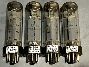 Perfect Quad EL34 6CA7 RFT / DDR Germany - Black Short Base 60's Triangle "1". - Picture 1 of 2