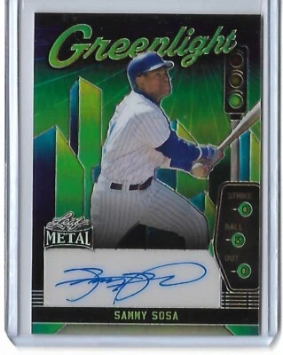 Sammy Sosa 2023 Hoja Metal LUZ VERDE Refractor 1 Tarjeta Auto CUBS Autógrafo 1/10 Foto 1 de 2