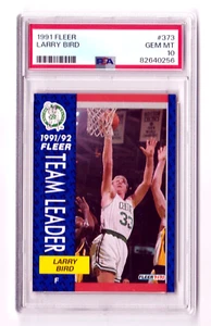 1991 FLEER BASKETBALL CARD #373 HOF LARRY BIRD PSA 10 GEM MINT BOSTON CELTICS - Picture 1 of 5