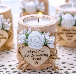 Set Portacandele Tealight in Legno 50 Pezzi, Bomboniere Matrimonio per Ospiti, - Foto 1 di 8