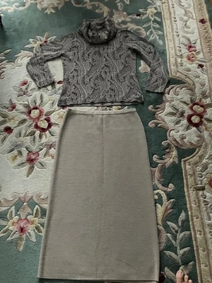 Conjunto de top y falda Jones New York, 100 % cachemir, talla M Foto 1 de 4