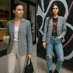 Chaqueta Blazer CAbi Para Mujer Gris XL Botón Único | Quiet Luxury Officecore - Imagen 1 de 14