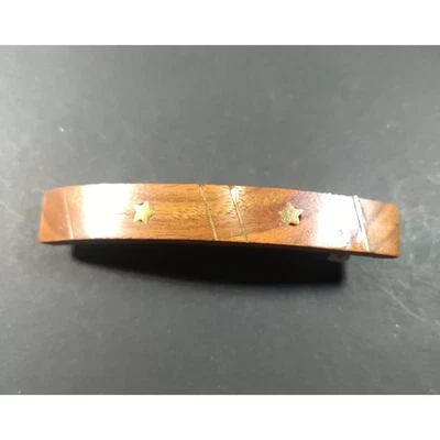 Pasador de pelo estrellas de madera rayas clip de tensión bosque madera naturaleza hecho a mano Foto 1 de 4