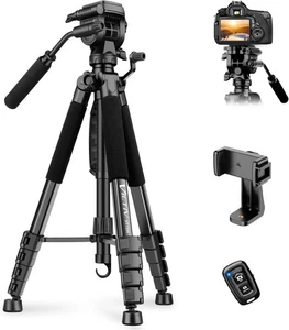 Victiv 75-Inch Aluminum Camera / Phone / Camcorder Fluid Head Tripod W/ Remote - Picture 1 of 7