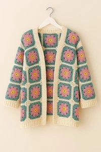 Crochet Pattern Only Ladies Granny hexagon flower cardigan Sizes 10, 12, 14 UK - Picture 1 of 1