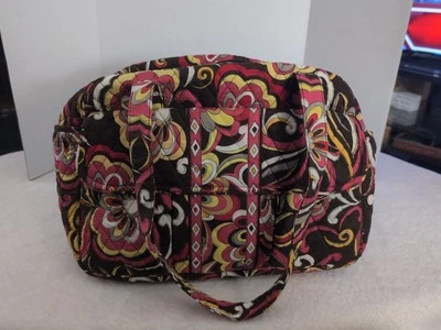 Bolsa de pañales para bebé Vera Bradley Puccini marrón rojo floral con cambiador Foto 1 de 4