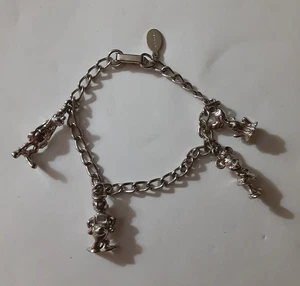 Disney Silver Tone Charm Bracelet Minnie Donald Pluto Goofy, 7" - Picture 1 of 5