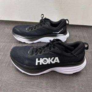 Hoka One One Bondi 8 Men's Running Shoes Black White Size 11 Excellent - Picture 1 of 7