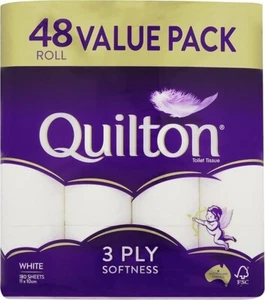 Quilton 3 Ply Toilet Tissue (180 Sheets per Roll, 11X10Cm), Pack of 48 Rolls - Picture 1 of 7