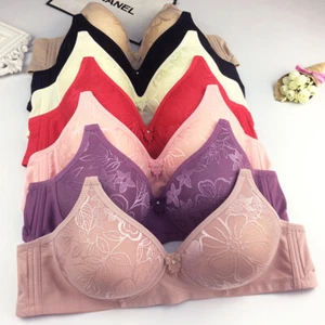 Ladies Support Non wired Cotton Bra Push up Plunge Sexy Lingerie 32-44 AA A B C - Picture 1 of 22