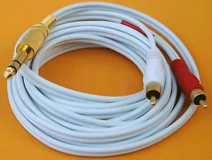 Cable estéreo flexible de alta resistencia 1/4 macho a 2 RCA 1' ft 2 3 4 5 6 8 10 audio - Imagen 1 de 2