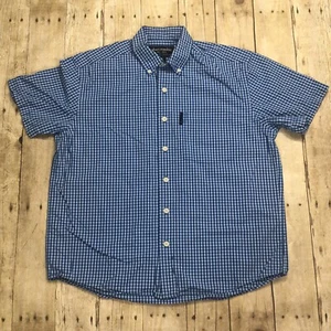 Abercrombie Kids Shirt Boys Large Blue White Plaid Button Down Short Sleeve - Picture 1 of 11