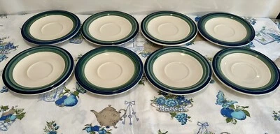 Juego de 8 platillos de gres Pfaltzgraff Ocean Breeze vintage 6,75"" azul verde Foto 1 de 4