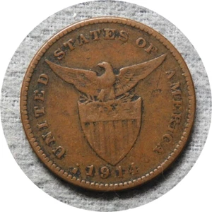 elf Philippines USA 1 Centavo 1914 S San Francisco Mint World War I - Picture 1 of 2