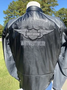 Harley Davidson Men CLASSIC CRUISER Leather Jacket Large Gray w/ Liner AUTHENTIC - Picture 1 of 12