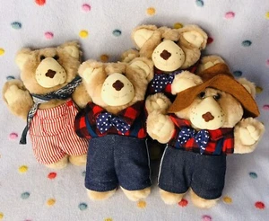 Lote De Colección 4 Mini Ositos De Peluche Piel Xavier Roberts OAA 80s - Imagen 1 de 12