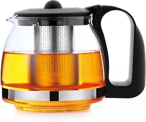 Glas Teekanne 1250 ml mit Edelstahl-Teesieb – Hitzebeständig, Abnehmbares Sieb - Bild 1 von 7