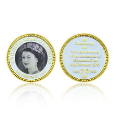 Queen Elizabeth II Gold Coin 70th Anniversary Commemorative Gold Plated Medal