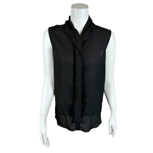 Lisa Rinna Collection Women's Pullover Tank with Neck Detail Black Large Size - Picture 1 of 2