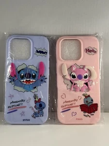 Iphone 16 Pro Case Stich Angel Lilo & Stitch Soft Case - 2 Pack - Picture 1 of 5