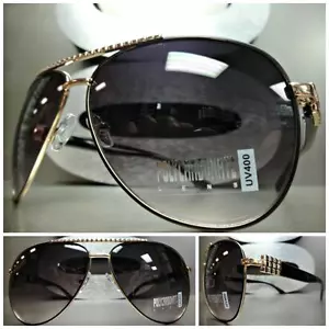 Men's or Women CLASSIC VINTAGE RETRO Style SUN GLASSES SHADES Black & Gold Frame - Picture 1 of 10