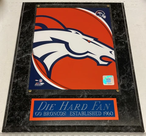 DIE HARD FAN DENVER BRONCOS FRAMED 8X10 PHOTO-MAN CAVE ART-12X15 WALL PLAQUE Cover