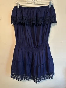 Melissa ODabash Joy marineblaues besticktes kurzes Bandeau-Minikleid mit Rüschen Größe Large - Bild 1 von 4