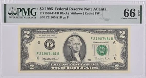 PMG Gem Unc 66 EPQ $2 1995 Atlanta, GA US Federal Reserve Note Fr#1936-F - Picture 1 of 3