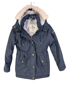 Abercrombie Girls Jacket 9/10 Blue Hooded Sherpa Lined Full Zipper Extra WARM - Picture 1 of 12