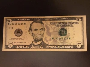 Fancy Serial Number US $5 Five Dollar 33162216 - Picture 1 of 2